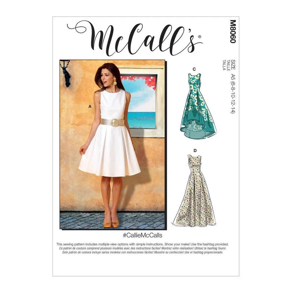 McCall's M8060 Sewing Pattern Special Occasion Midi High Low Dress Uncut 14-22